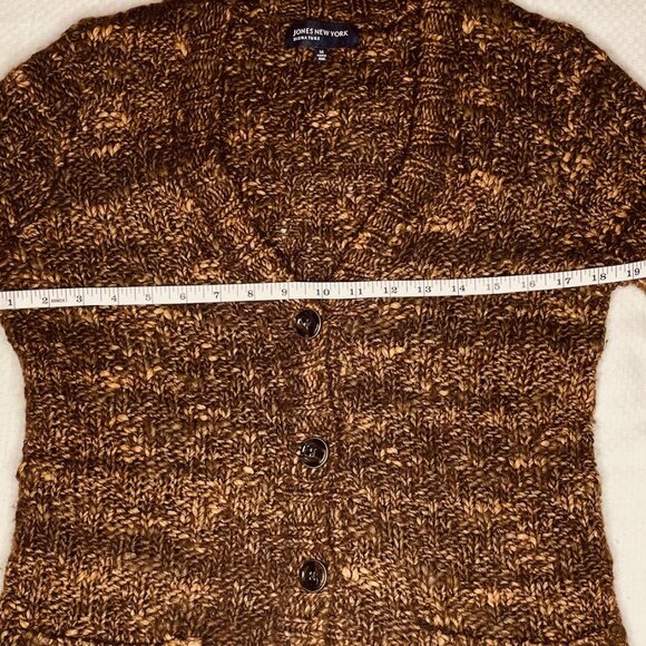 Jones New York Brown Marled Button-Front Cardigan Sweater (Medium) - Picture 8 of 11